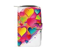 QMNRTK Colourful Heart Credit Card Wallet Rfid Blocking Slim Bifold Genuine Leather Minimalist Front Pocket Wallets Keychain Wallet for Men And Women, style, 19.7x11x3.5cm