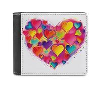 QMNRTK Colourful Heart Leather Wallet Bifold Wallet for Men Women Rfid Blocking Bifold, Extra Capacity Ultra Strong Stitching Slim Billfold with 8 Card Slots, style, One Size