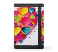 QMNRTK Colourful Heart Triple Fold Wallet,Slim Wallet Personalized Engraved Rfid Blocking Wallet for Men And Women, style, One Size