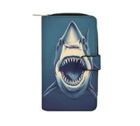 QMNRTK Cool Shark Credit Card Wallet Rfid Blocking Slim Bifold Genuine Leather Minimalist Front Pocket Wallets Keychain Wallet for Men And Women, style, 19.7x11x3.5cm