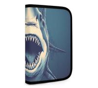 QMNRTK Cool Shark Multifunctional Compact Wallet Id Stronghold Waltlet Credit Card Holder Wallet Zipper Leather Case Purse Rfid Blocking Bifold Wallet for Men Women, style, One Size