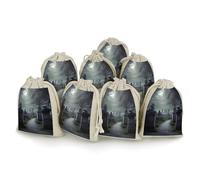 QMNRTK Creepy Cemetery 8 PCS Muslin Bags with Drawstring Sachet Bags Empty Small Cotton Drawstring Bag Muslin Reusable & Washable Cotton Bag for Herb Spice Candy Soap Jewelry Wedding Gift Pouches