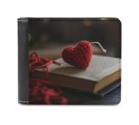 QMNRTK Crocheted Heart Leather Wallet Bifold Wallet for Men Women Rfid Blocking Bifold, Extra Capacity Ultra Strong Stitching Slim Billfold with 8 Card Slots, style, One Size