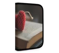 QMNRTK Crocheted Heart Multifunctional Compact Wallet Id Stronghold Waltlet Credit Card Holder Wallet Zipper Leather Case Purse Rfid Blocking Bifold Wallet for Men Women, style, One Size