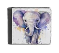 QMNRTK Cute Baby Elephant Watercolor Leather Wallet Bifold Wallet for Men Women Rfid Blocking Bifold, Extra Capacity Ultra Strong Stitching Slim Billfold with 8 Card Slots, style, One Size