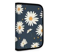 QMNRTK Cute Daisy Flowers Multifunctional Compact Wallet Id Stronghold Waltlet Credit Card Holder Wallet Zipper Leather Case Purse Rfid Blocking Bifold Wallet for Men Women, style, One size, Style