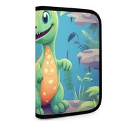 QMNRTK Cute Dinosaures Multifunctional Compact Wallet Id Stronghold Waltlet Credit Card Holder Wallet Zipper Leather Case Purse Rfid Blocking Bifold Wallet for Men Women, style, One Size