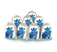 QMNRTK Cute Hippo 8 PCS Muslin Bags with Drawstring Sachet Bags Empty Small Cotton Drawstring Bag Muslin Reusable & Washable Cotton Bag for Herb Spice Candy Soap Jewelry Wedding Gift Pouches