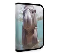 QMNRTK Cute Hippo Multifunctional Compact Wallet Id Stronghold Waltlet Credit Card Holder Wallet Zipper Leather Case Purse Rfid Blocking Bifold Wallet for Men Women, style, One Size