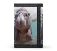 QMNRTK Cute Hippo Triple Fold Wallet,Slim Wallet Personalized Engraved Rfid Blocking Wallet for Men And Women, style, One Size