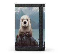 QMNRTK Cute Otter Mountains Triple Fold Wallet,Slim Wallet Personalized Engraved Rfid Blocking Wallet for Men And Women, style, One Size
