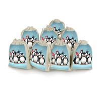QMNRTK Cute Penguins 8 PCS Muslin Bags with Drawstring Sachet Bags Empty Small Cotton Drawstring Bag Muslin Reusable & Washable Cotton Bag for Herb Spice Candy Soap Jewelry Wedding Gift Pouches