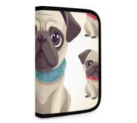 QMNRTK Cute Pug Multifunctional Compact Wallet Id Stronghold Waltlet Credit Card Holder Wallet Zipper Leather Case Purse Rfid Blocking Bifold Wallet for Men Women, style, One Size