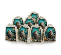 QMNRTK Dark Owl 8 PCS Muslin Bags with Drawstring Sachet Bags Empty Small Cotton Drawstring Bag Muslin Reusable & Washable Cotton Bag for Herb Spice Candy Soap Jewelry Wedding Gift Pouches