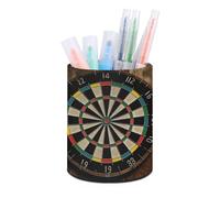 QMNRTK Dart Board Pen Holder for Desk Leather Pencil Holders Desktop Pen Cup with Non-slip Base Cute Pencil Cup Desk Pen Organizer for Office Home Makeup Brush Holder