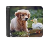 QMNRTK Dog And A Duck Leather Wallet Bifold Wallet for Men Women Rfid Blocking Bifold, Extra Capacity Ultra Strong Stitching Slim Billfold with 8 Card Slots, style, One Size