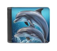 QMNRTK Dolphin Lovers Leather Wallet Bifold Wallet for Men Women Rfid Blocking Bifold, Extra Capacity Ultra Strong Stitching Slim Billfold with 8 Card Slots, style, One Size