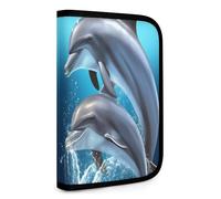 QMNRTK Dolphin Lovers Multifunctional Compact Wallet Id Stronghold Waltlet Credit Card Holder Wallet Zipper Leather Case Purse Rfid Blocking Bifold Wallet for Men Women, style, One Size