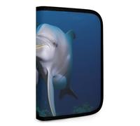 QMNRTK Dolphin On Coral Multifunctional Compact Wallet Id Stronghold Waltlet Credit Card Holder Wallet Zipper Leather Case Purse Rfid Blocking Bifold Wallet for Men Women, style, One Size