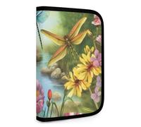 QMNRTK Dragonfly Garden Spring Multifunctional Compact Wallet Id Stronghold Waltlet Credit Card Holder Wallet Zipper Leather Case Purse Rfid Blocking Bifold Wallet for Men Women, style, One Size
