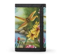 QMNRTK Dragonfly Garden Spring Triple Fold Wallet,Slim Wallet Personalized Engraved Rfid Blocking Wallet for Men And Women, style, One Size
