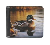 QMNRTK Duck by The Lake Leather Wallet Bifold Wallet for Men Women Rfid Blocking Bifold, Extra Capacity Ultra Strong Stitching Slim Billfold with 8 Card Slots, style, One Size