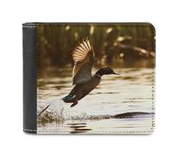 QMNRTK Duck Fly Upon River Leather Wallet Bifold Wallet for Men Women Rfid Blocking Bifold, Extra Capacity Ultra Strong Stitching Slim Billfold with 8 Card Slots, style, One Size