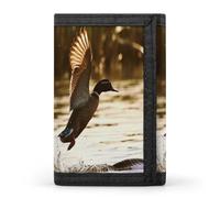 QMNRTK Duck Fly Upon River Triple Fold Wallet,Slim Wallet Personalized Engraved Rfid Blocking Wallet for Men And Women, style, One Size