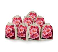 QMNRTK Elegant Rose Flower 8 PCS Muslin Bags with Drawstring Sachet Bags Empty Small Cotton Drawstring Bag Muslin Reusable & Washable Cotton Bag for Herb Spice Candy Soap Jewelry Wedding Gift Pouches