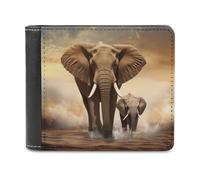 QMNRTK Elephant And Baby Elephant Leather Wallet Bifold Wallet for Men Women Rfid Blocking Bifold, Extra Capacity Ultra Strong Stitching Slim Billfold with 8 Card Slots, style, One Size