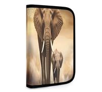 QMNRTK Elephant And Baby Elephant Multifunctional Compact Wallet Id Stronghold Waltlet Credit Card Holder Wallet Zipper Leather Case Purse Rfid Blocking Bifold Wallet for Men Women, style, One Size