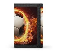 QMNRTK Fire Soccer Ball Triple Fold Wallet,Slim Wallet Personalized Engraved Rfid Blocking Wallet for Men And Women, style, One Size