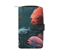 QMNRTK Fish Talk Art Credit Card Wallet Rfid Blocking Slim Bifold Genuine Leather Minimalist Front Pocket Wallets Keychain Wallet for Men And Women, style, 19.7x11x3.5cm