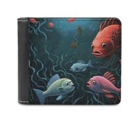 QMNRTK Fish Talk Art Leather Wallet Bifold Wallet for Men Women Rfid Blocking Bifold, Extra Capacity Ultra Strong Stitching Slim Billfold with 8 Card Slots, style, One Size