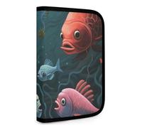 QMNRTK Fish Talk Art Multifunctional Compact Wallet Id Stronghold Waltlet Credit Card Holder Wallet Zipper Leather Case Purse Rfid Blocking Bifold Wallet for Men Women, style, One Size