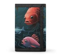 QMNRTK Fish Talk Art Triple Fold Wallet,Slim Wallet Personalized Engraved Rfid Blocking Wallet for Men And Women, style, One Size