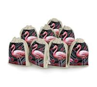 QMNRTK Flamingo 8 PCS Muslin Bags with Drawstring Sachet Bags Empty Small Cotton Drawstring Bag Muslin Reusable & Washable Cotton Bag for Herb Spice Candy Soap Jewelry Wedding Gift Pouches