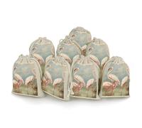 QMNRTK Flamingo in Water 8 PCS Muslin Bags with Drawstring Sachet Bags Empty Small Cotton Drawstring Bag Muslin Reusable & Washable Cotton Bag for Herb Spice Candy Soap Jewelry Wedding Gift Pouches