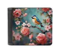 QMNRTK Flowers Birds And Butterfly Leather Wallet Bifold Wallet for Men Women Rfid Blocking Bifold, Extra Capacity Ultra Strong Stitching Slim Billfold with 8 Card Slots, style, One Size