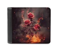QMNRTK Flowers Burning Leather Wallet Bifold Wallet for Men Women Rfid Blocking Bifold, Extra Capacity Ultra Strong Stitching Slim Billfold with 8 Card Slots, style, One Size