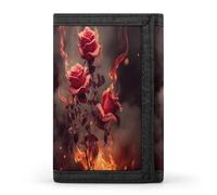 QMNRTK Flowers Burning Triple Fold Wallet,Slim Wallet Personalized Engraved Rfid Blocking Wallet for Men And Women, style, One Size