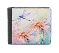 QMNRTK Flying Dragonflies Lily Flower Leather Wallet Bifold Wallet for Men Women Rfid Blocking Bifold, Extra Capacity Ultra Strong Stitching Slim Billfold with 8 Card Slots, style, One Size