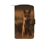 QMNRTK Fox at Sunset Credit Card Wallet Rfid Blocking Slim Bifold Genuine Leather Minimalist Front Pocket Wallets Keychain Wallet for Men And Women, style, 19.7x11x3.5cm