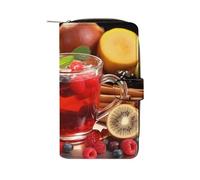 QMNRTK Fruit Tea Credit Card Wallet Rfid Blocking Slim Bifold Genuine Leather Minimalist Front Pocket Wallets Keychain Wallet for Men And Women, style, 19.7x11x3.5cm