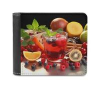 QMNRTK Fruit Tea Leather Wallet Bifold Wallet for Men Women Rfid Blocking Bifold, Extra Capacity Ultra Strong Stitching Slim Billfold with 8 Card Slots, style, One Size