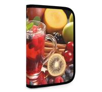 QMNRTK Fruit Tea Multifunctional Compact Wallet Id Stronghold Waltlet Credit Card Holder Wallet Zipper Leather Case Purse Rfid Blocking Bifold Wallet for Men Women, style, One Size