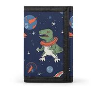 QMNRTK Funny Astronaut Dinosaur Rocket Triple Fold Wallet,Slim Wallet Personalized Engraved Rfid Blocking Wallet for Men And Women, style, One Size
