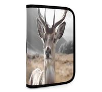 QMNRTK Funny Deer Multifunctional Compact Wallet Id Stronghold Waltlet Credit Card Holder Wallet Zipper Leather Case Purse Rfid Blocking Bifold Wallet for Men Women, style, One Size