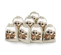 QMNRTK Funny Owl 8 PCS Muslin Bags with Drawstring Sachet Bags Empty Small Cotton Drawstring Bag Muslin Reusable & Washable Cotton Bag for Herb Spice Candy Soap Jewelry Wedding Gift Pouches