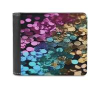 QMNRTK Glitter Sequin Spot Leather Wallet Bifold Wallet for Men Women Rfid Blocking Bifold, Extra Capacity Ultra Strong Stitching Slim Billfold with 8 Card Slots, style, One Size
